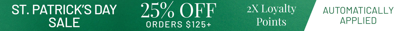 Promotional banner for St. Patrick's Day sale with discount information.