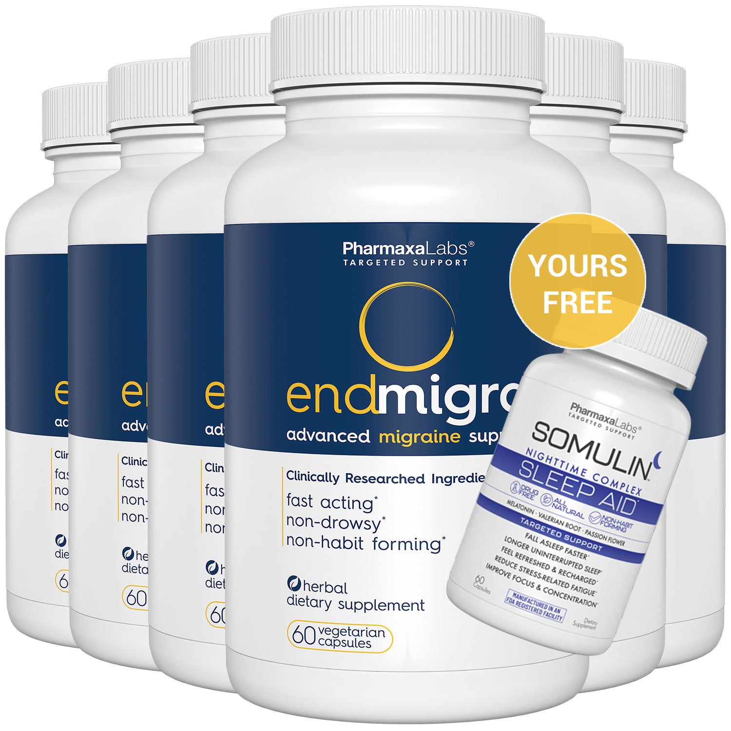 Endmigra 6 Bottles + FREE Somulin